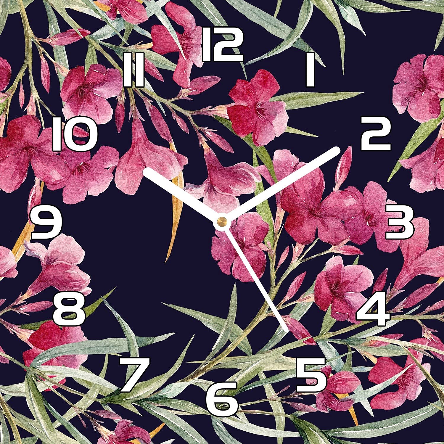 Horloge en verre moderne Fleurs de Jardin pour décorer votre salon