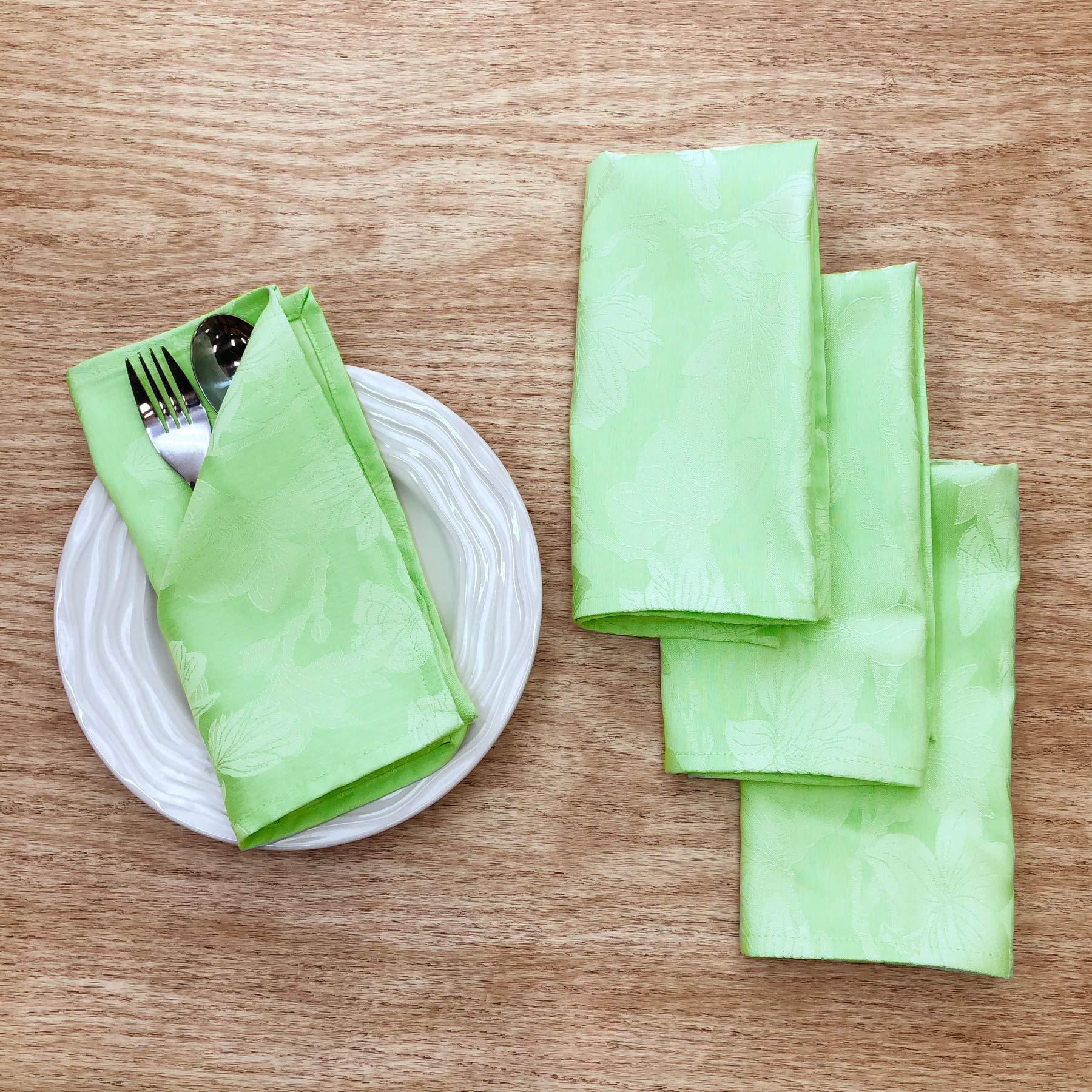 CAIT CHAPMAN HOME COLLECTION Spring Summer Botanic Garden Themed Jacquard Woven Napkin (Napkin Set of 4, Mint)