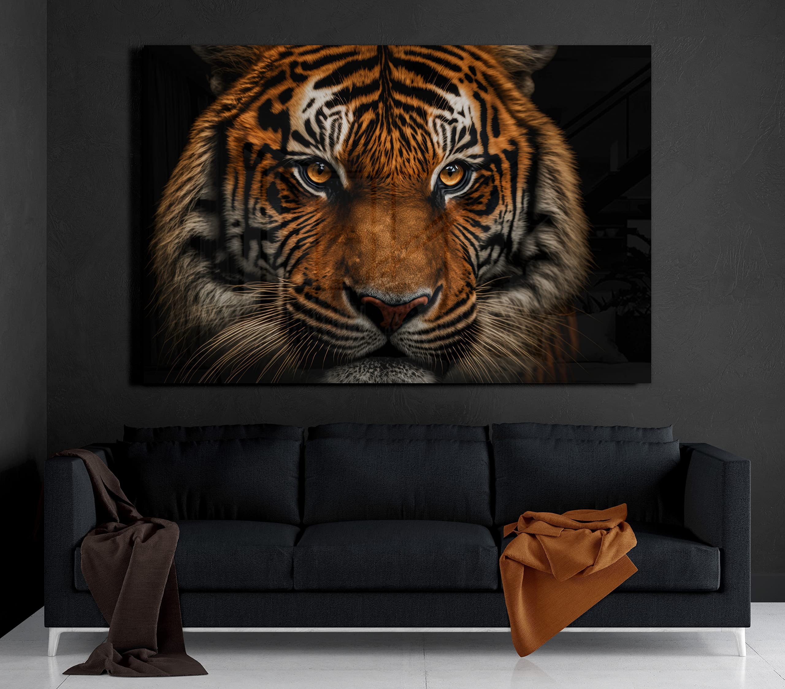 Manschin-Laserdesign Premium Wandbild aus Acrylglas oder Aluminiumverbund - KEIN LEINWANDBILD - modern Wandbilder XXL Wanddekoration Design Wand Bild Abstrakt (Tiger 01, Acrylglas 60x40cm)