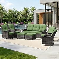 Vista 176 de Joyside Silla mecedora giratoria para exteriores para patio, mecedora de mimbre para exteriores con cojines de tela de olefina adecuada para porche