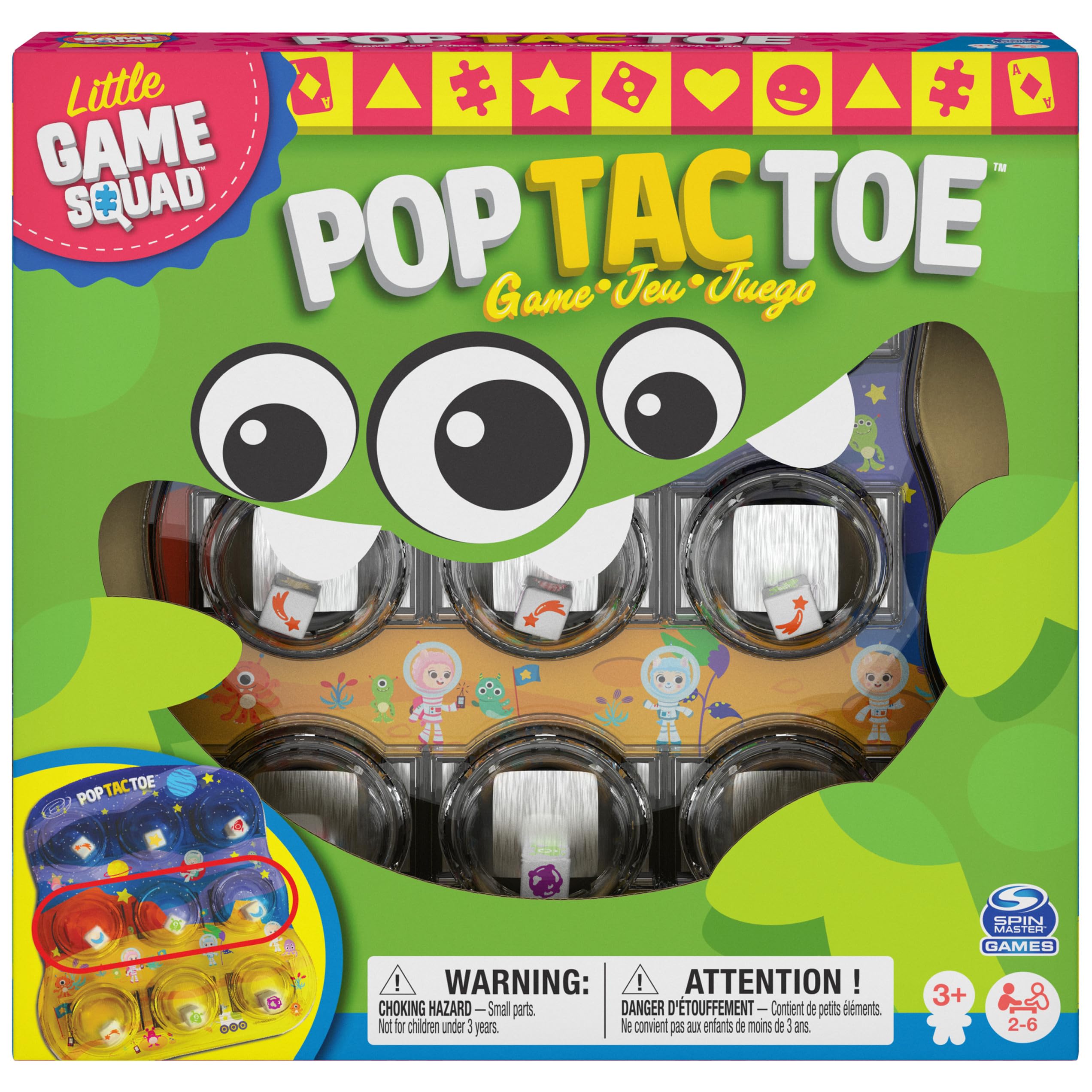Spin Master Games Pop Tac Toe Popper Board for Families and Kids Ages 3 and up