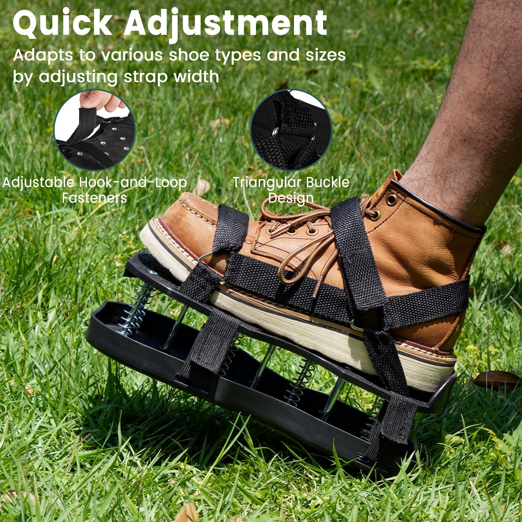 Vortix Nail Shoes Pro buty do paznokci, napowietrzacz trawnika ze stalowymi kolcami i sprężynami, buty do napowietrzania trawnika, idealne do wentylacji trawnika i spulchniania gleby