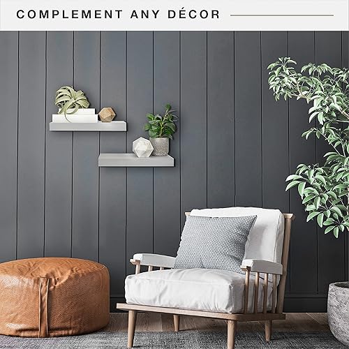 Miniatura 8 de MCS Estante flotante, estante de madera para decoración de habitación, negro, 24 x 8 pulgadas