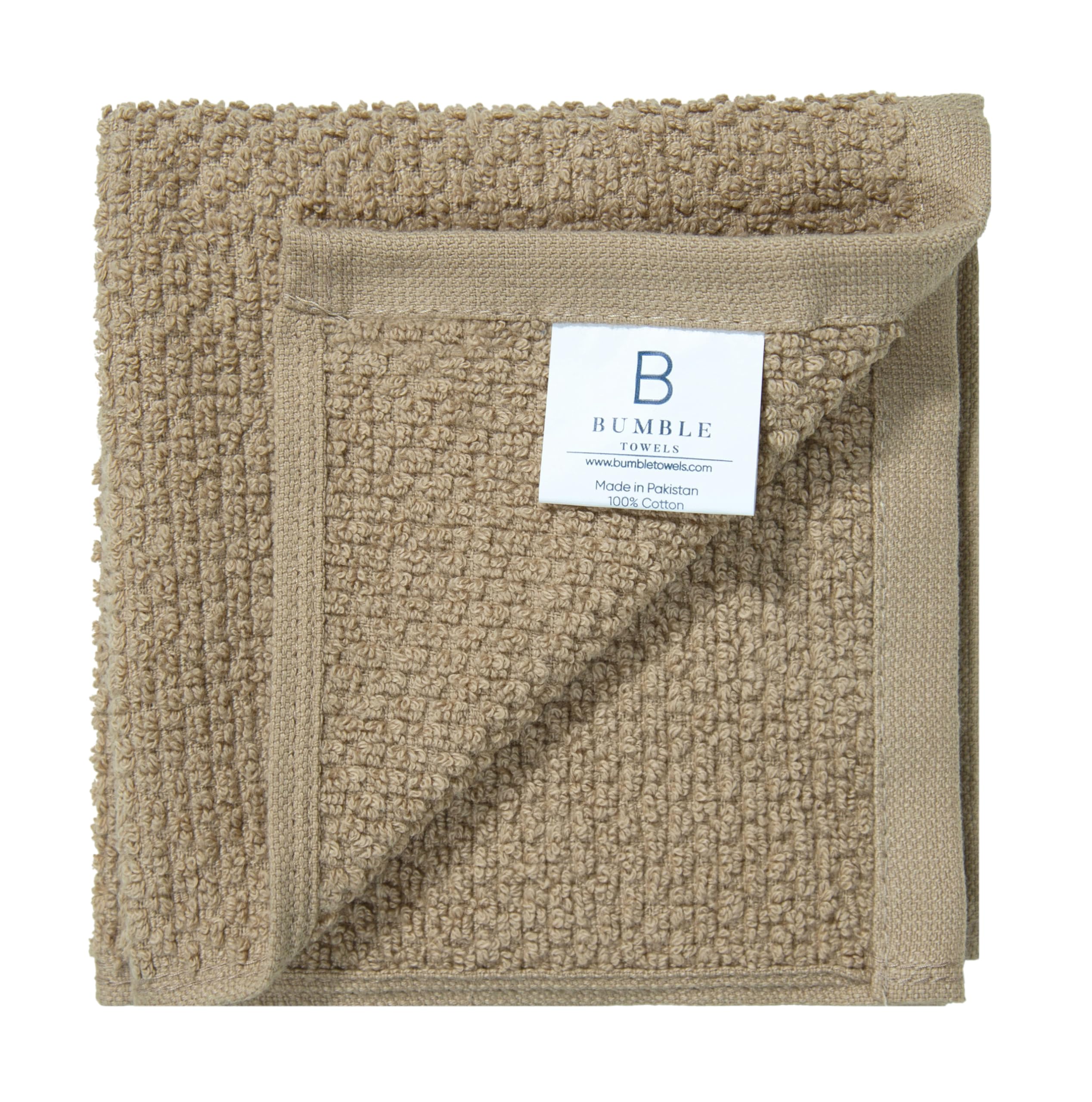 Bumble - Paquete de 8 paños de cocina, 100% algodón, 12 x 12 pulgadas, color marrón