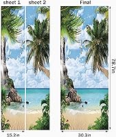 Vista 2 de FLFK Adhesivo mural para puerta, playa, despegar y pegar, tamaño combinado 30.3 x 78.7 pulgadas, dividido en 2 piezas