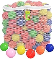 Click N' Play Ball Pit Balls 200 Pack for Kids - Phthalate BPA Free Durable Plastic Refill with Zipper Storage Bag Bright Colors