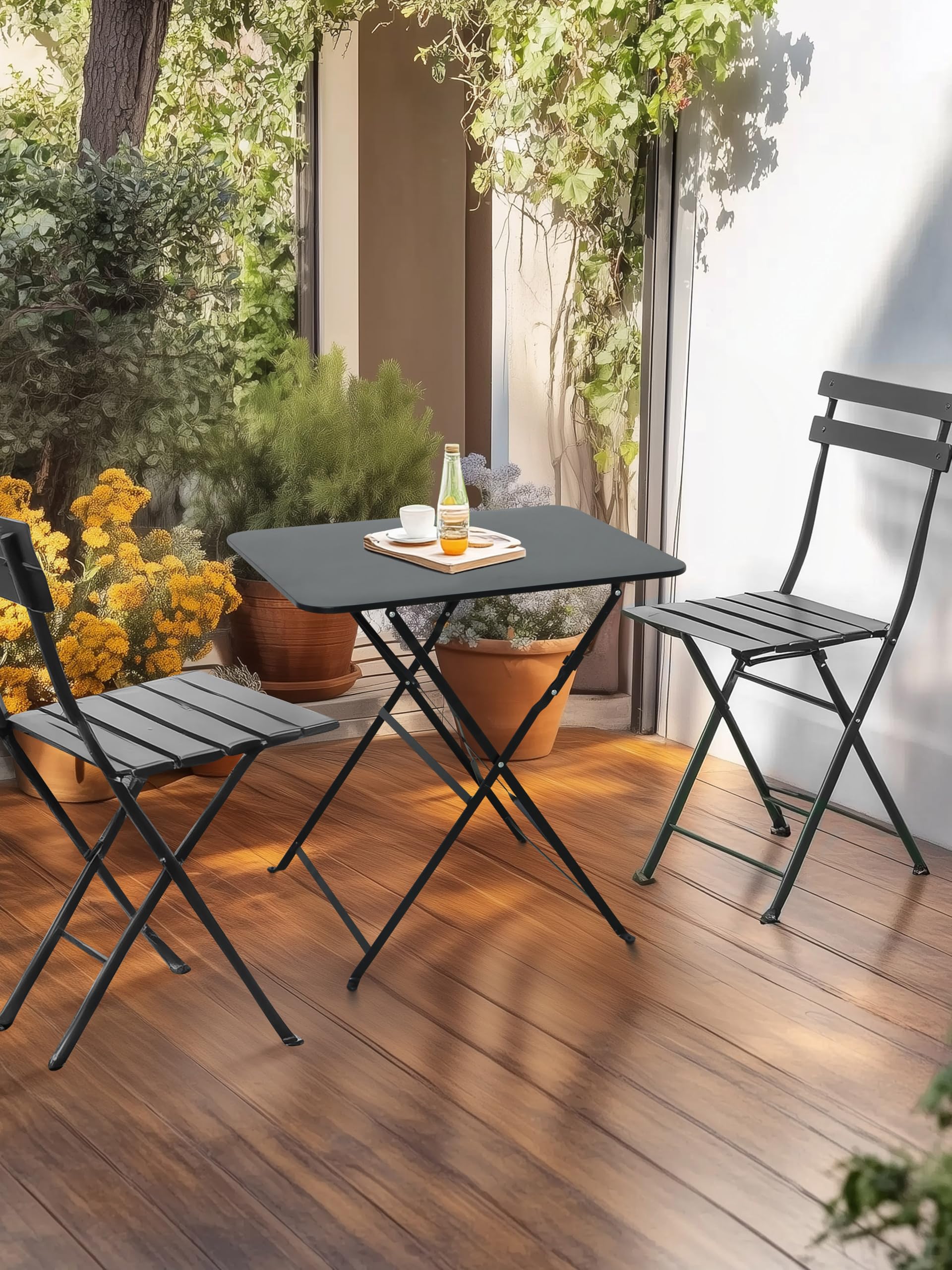 aro Table de bistrot Pliante, Acier, 50 x 70 cm, Rectangulaire, Noire