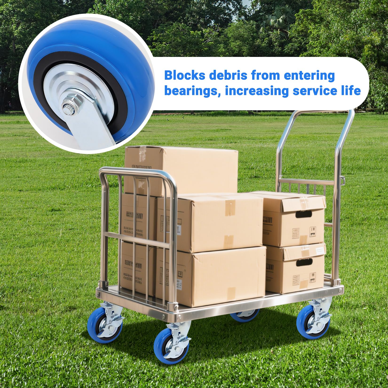 W B D WEIBIDA Set di 4 ruote resistenti da 15,2 cm, design liscio per ruote del carrello, ruote di grado industriale da 2041,2 kg, con staffa ispessita aggiornata, ruote durevoli (4 freni)