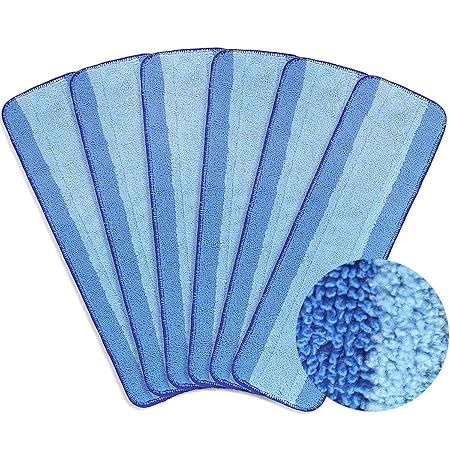 6 Pack 18 Inch Microfiber Wet Dry Mop Pads for Bona Mop Replacement Head Washable Spray Mop Refills for 14-18 Inch Mops, Bruce, Rubbermaid, Libman, Zflow and More