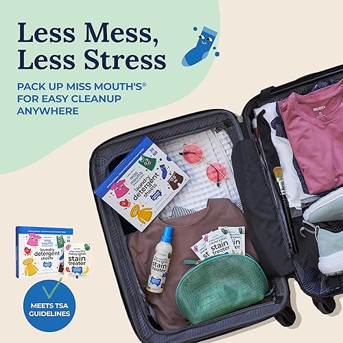 Miniatura 4 de Miss Mouth's Messy Eater Hojas de Detergente para Lavandería - 60 Cargas Hojas de Detergente Amigables para Viajes - Hipoalergénicas, Seguras para