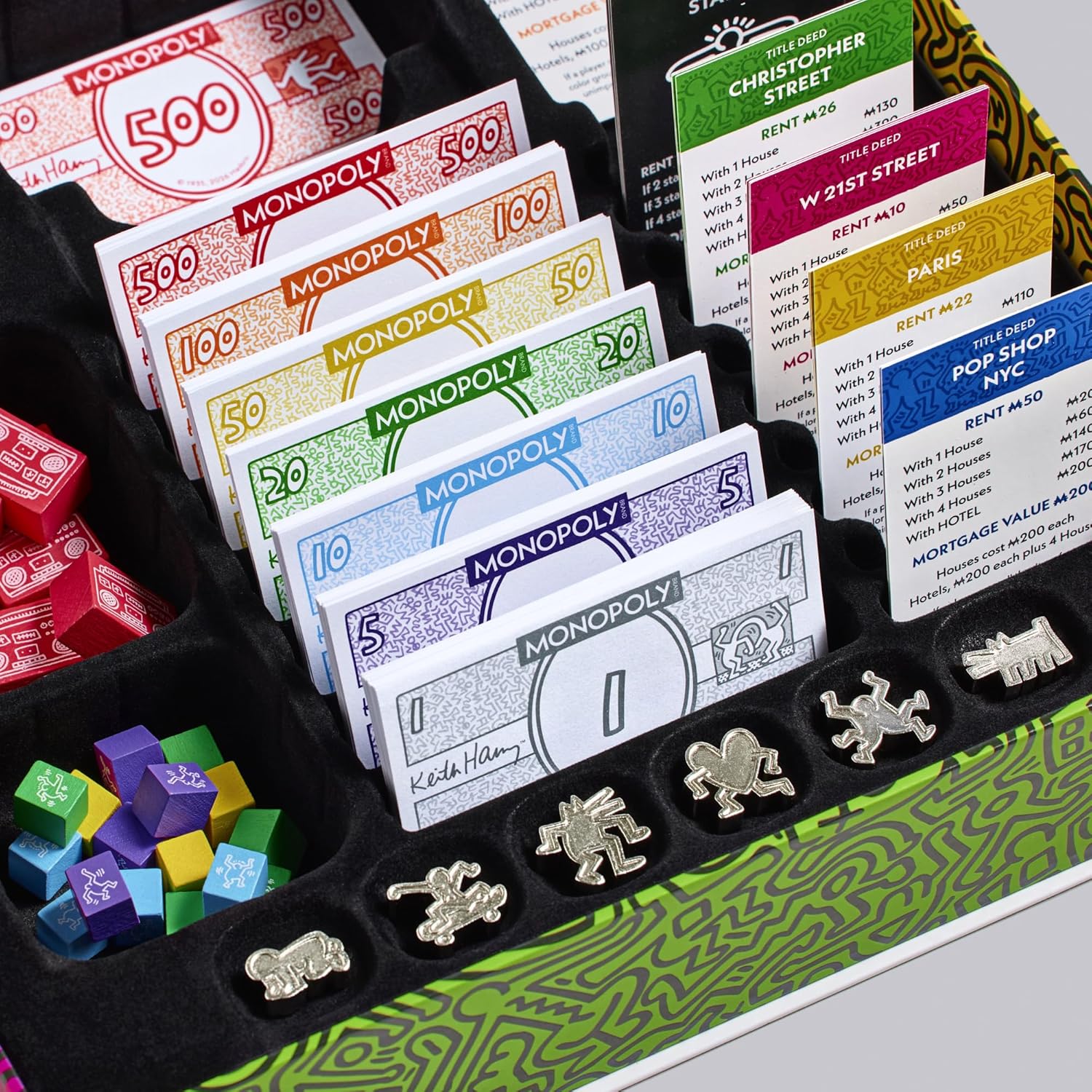 WS Game Company Keith Haring Monopoly – Pop Shop 40th Anniversary Edition – Premium Art-Wrapped Collector’s Board Game – Featuring Iconic Art, Custom Metal Tokens, and Dancing Figure Pieces (Ages 8+)