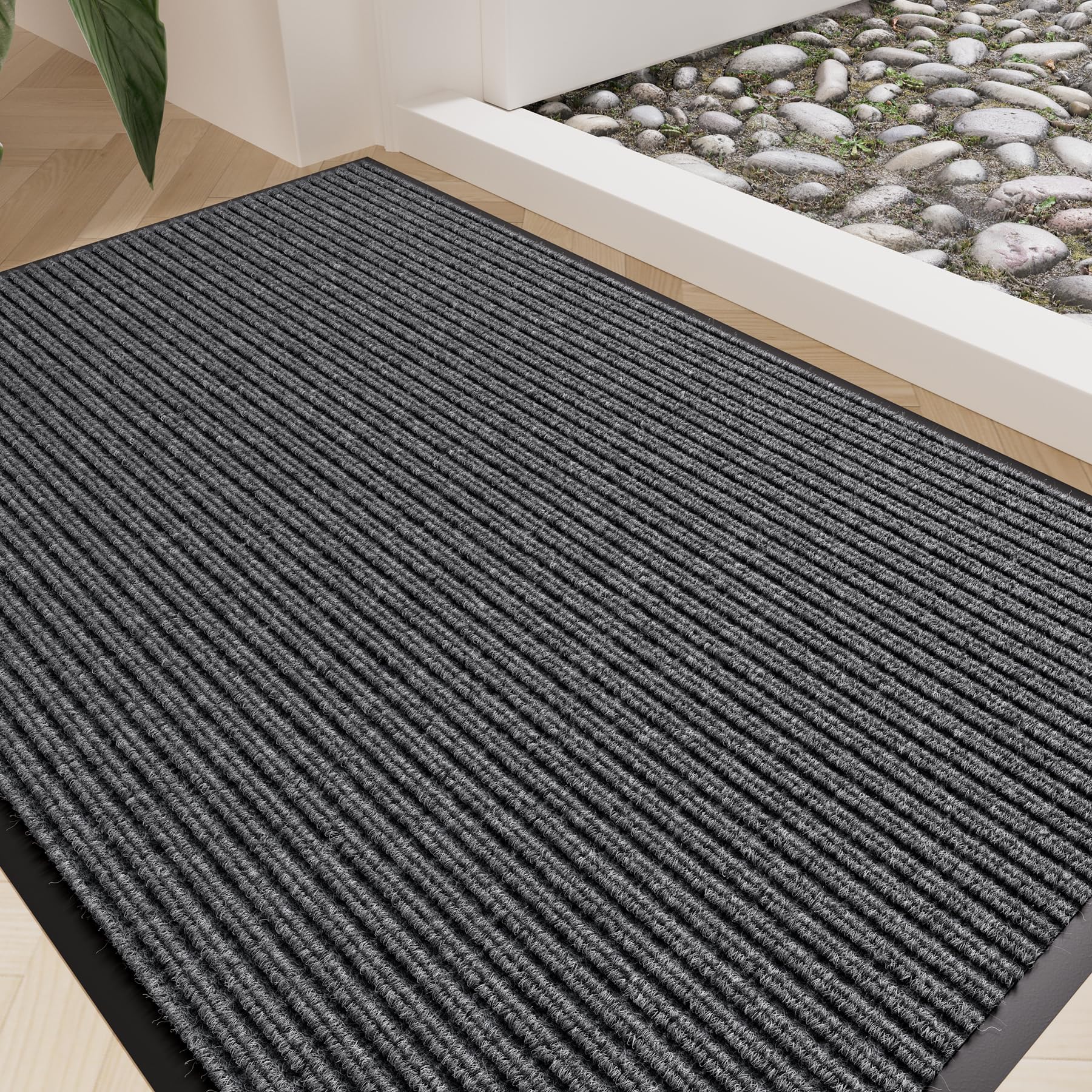 Zerbino per porta d'ingresso, 7,6 x 5,1 cm, resistente, per ingresso esterno, tappetino di benvenuto a basso profilo, assorbente e resistente allo sporco, antiscivolo, per ingresso interno ed