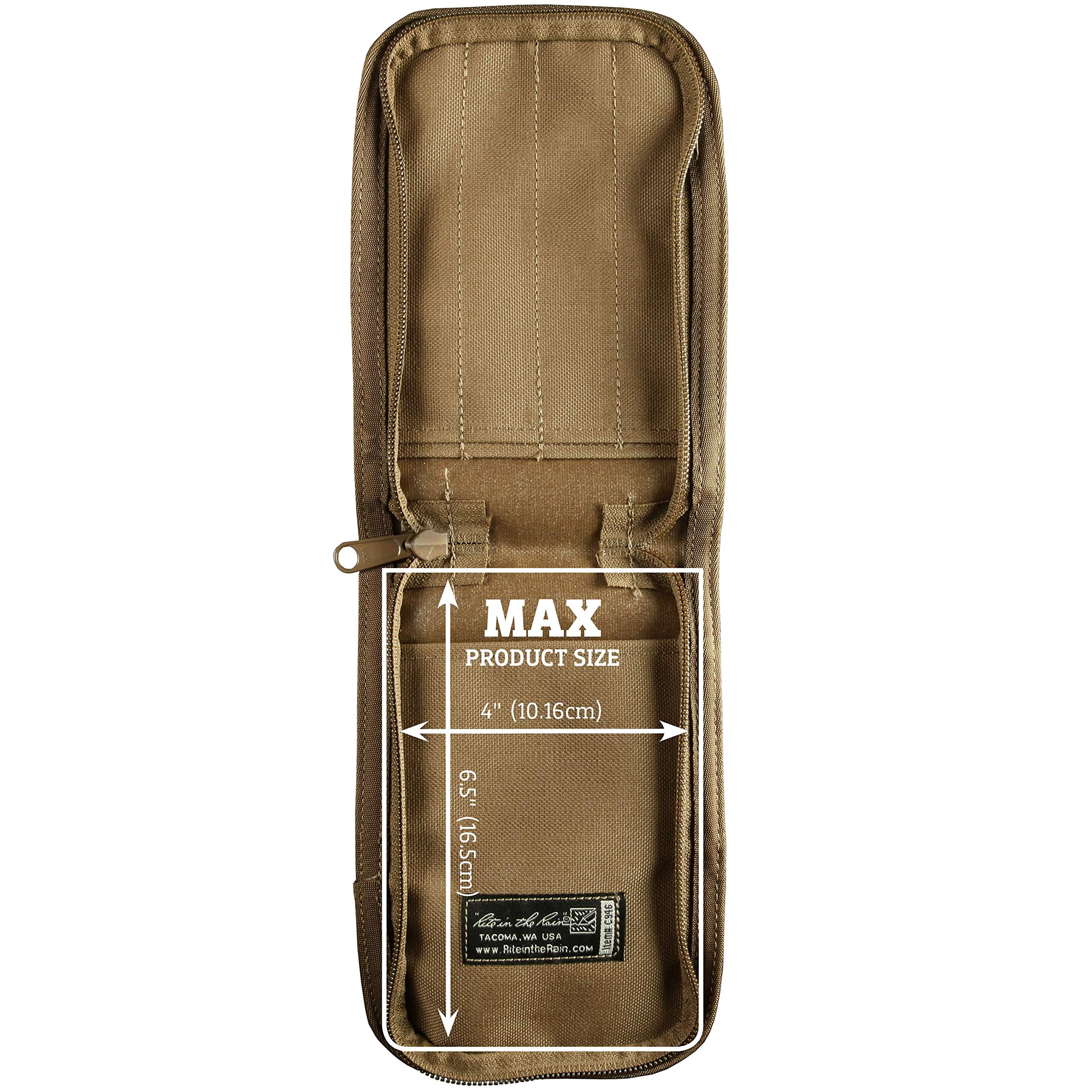 Rite In The Rain Pocket Notebook Cover Marrone Heavy Duty Cordura Tessuto Rugged Chiusura Zip 4 tasche per notebook 4 pollici 146, 946, 946T e 746