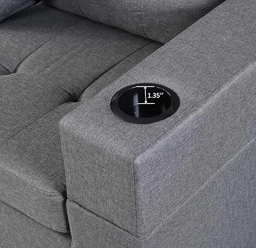 Miniatura 5 de EMKK Sofá modular convertible en forma de L de 96 pulgadas, sofá de 4 plazas con almohada tapizada para sala de estar, apartamento, oficina, tela