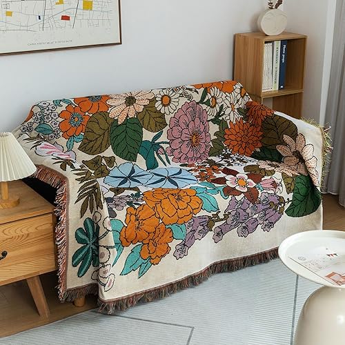 Miniatura 2 de DREAMINGO Funda de sofá de sala de estar, protector de muebles florales para sofá de 3 cojines, funda de sofá multifuncional, funda de sofá lavable