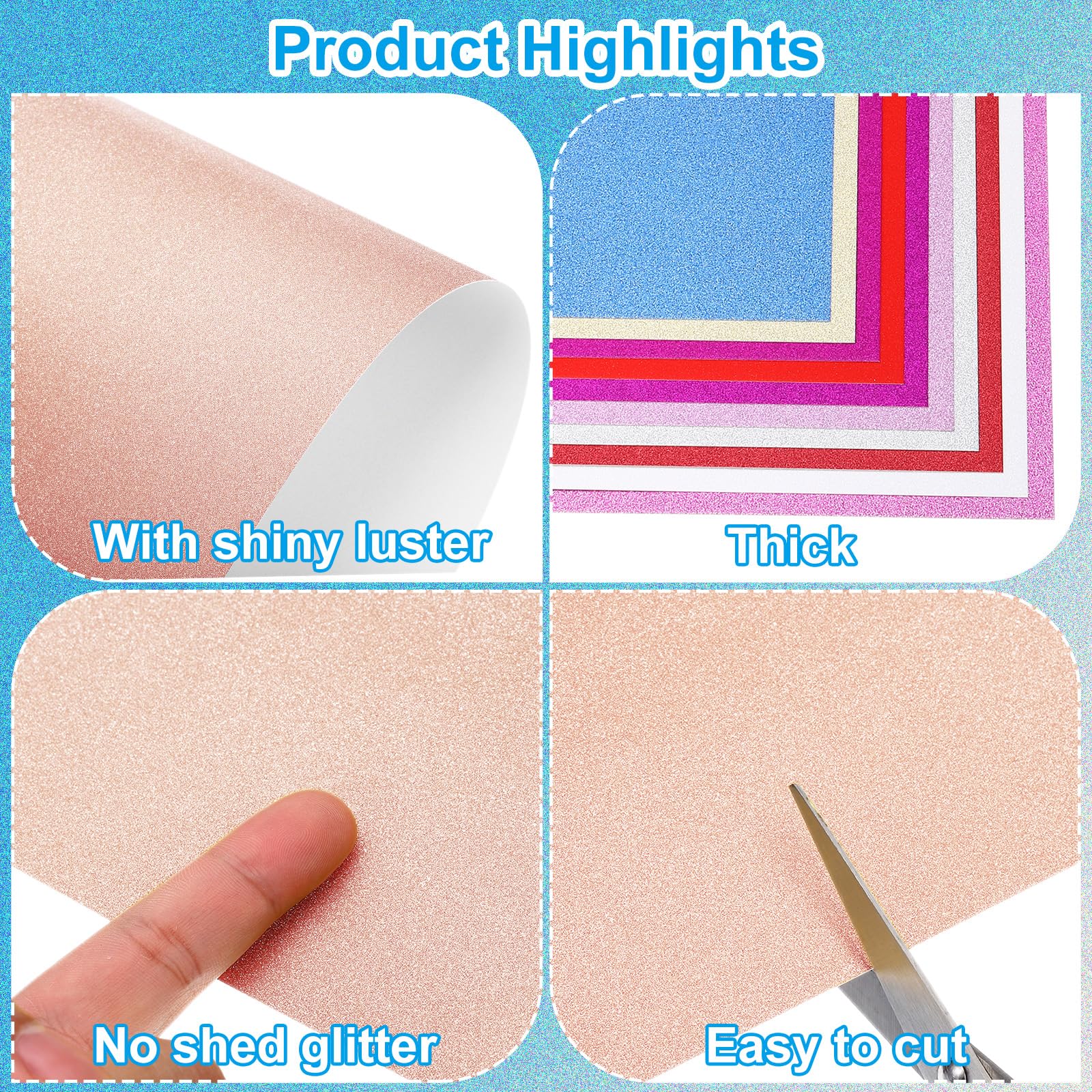 PATIKIL 40Sheets Rose Gold Glitter Cardstock Paper - Image 3
