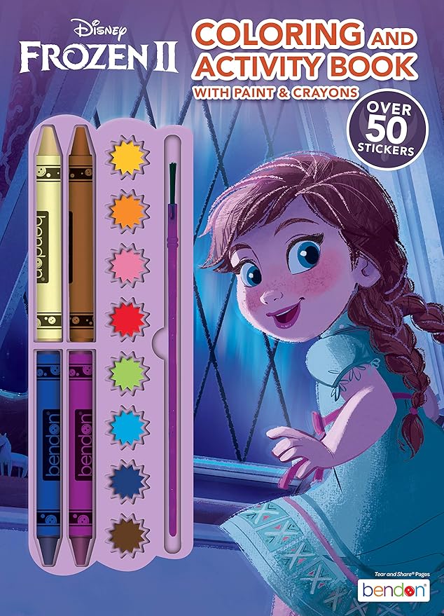 Disney Frozen 2 Anna 128-Page Color and Paint Activity Book with 8 Paints, 4 Crayons and Stickers 45818 Bendon