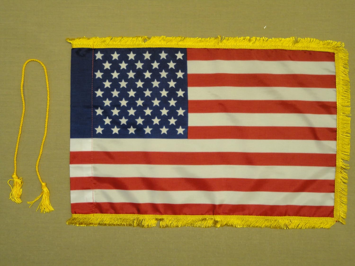 United States U.S. Dyed Nylon Auto Fender Limousine Fringed Flag 12" X 18"