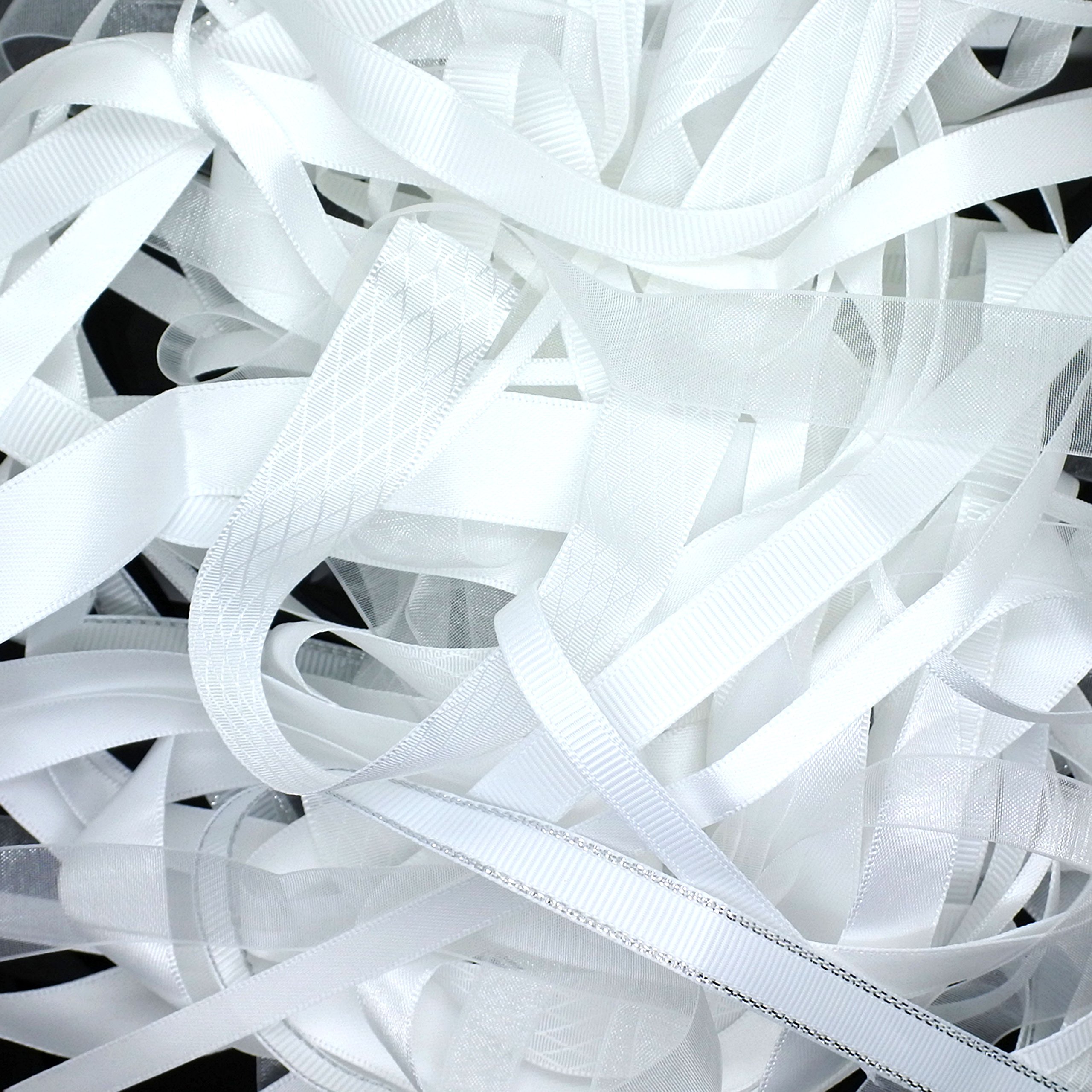 Little Snow Direct Ribbon Off Cut Bundle - Contains 10 Different 1 Metre Ribbons (White)