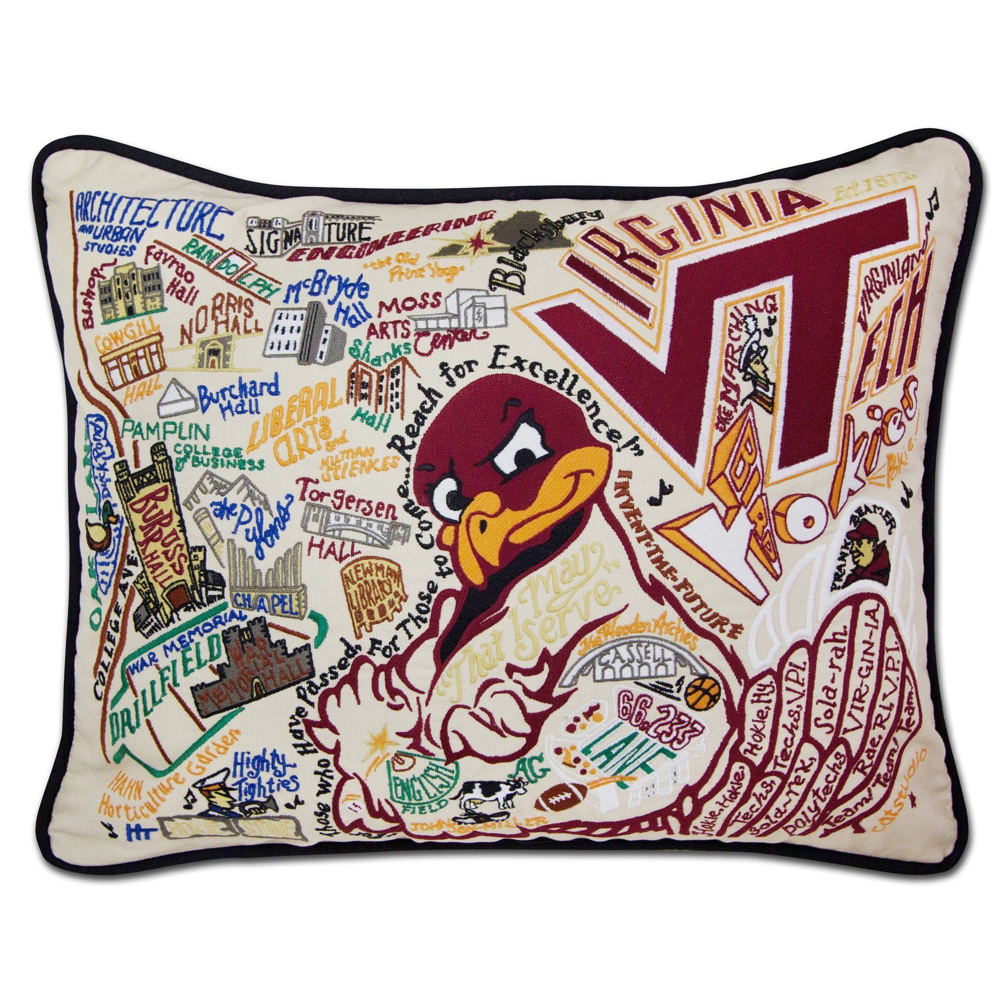 Catstudio Virginia Tech Collegiate Embroidered Decorative Throw Pillow