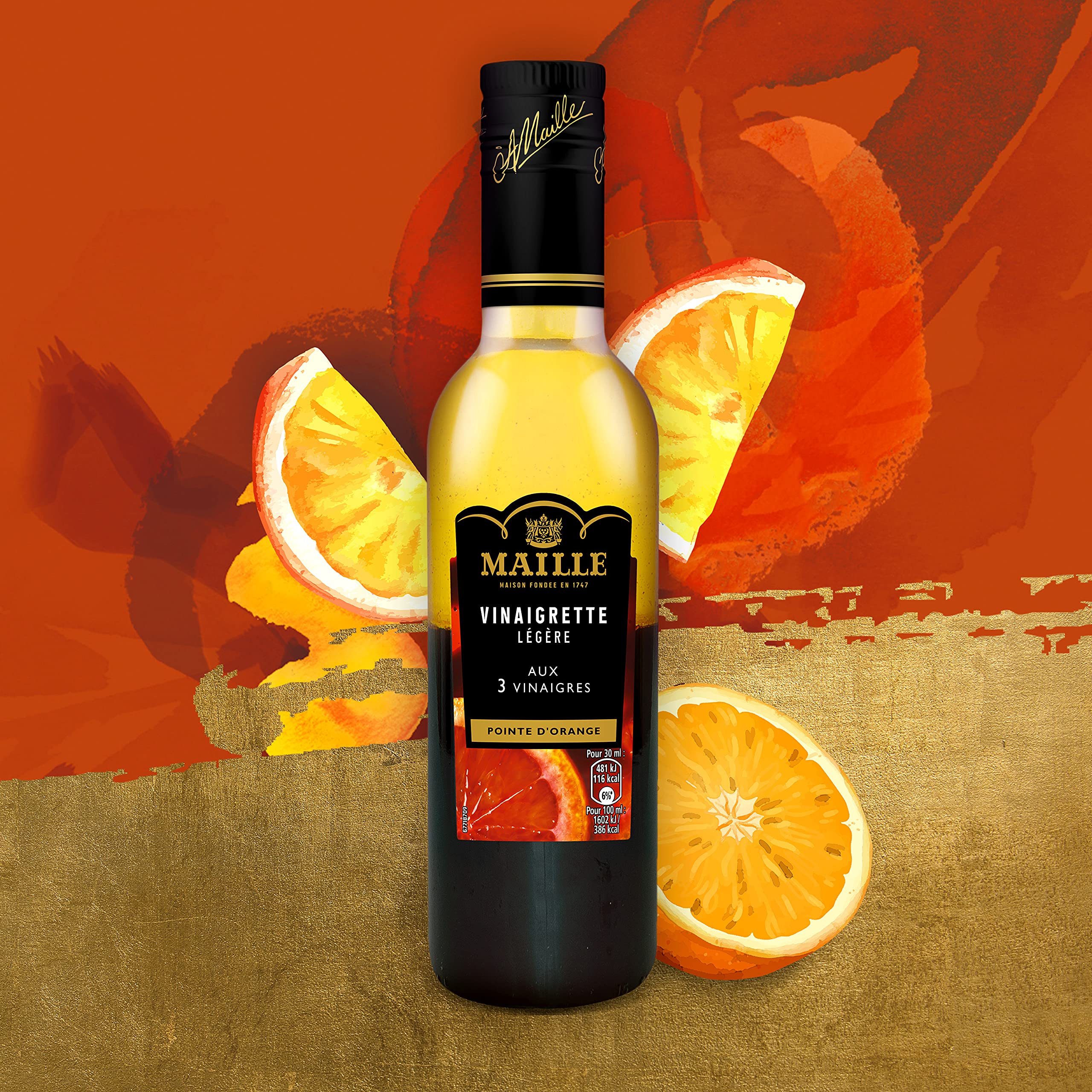 Maille Vinaigrette Légère aux 3 Vinaigres Pointe d'Orange, Balsamique de Modène - 36cl