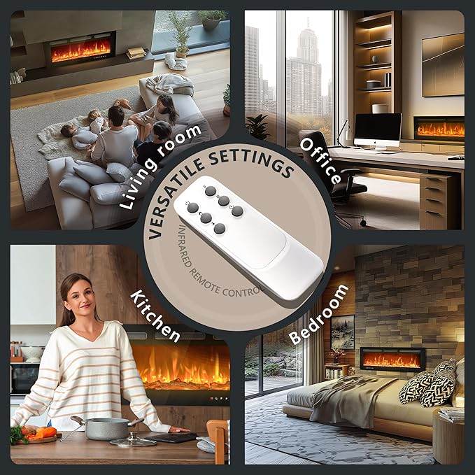 Chimenea Eléctrica EUHOMY 50 Pulgadas Empotrable con Control Remoto miniatura 7