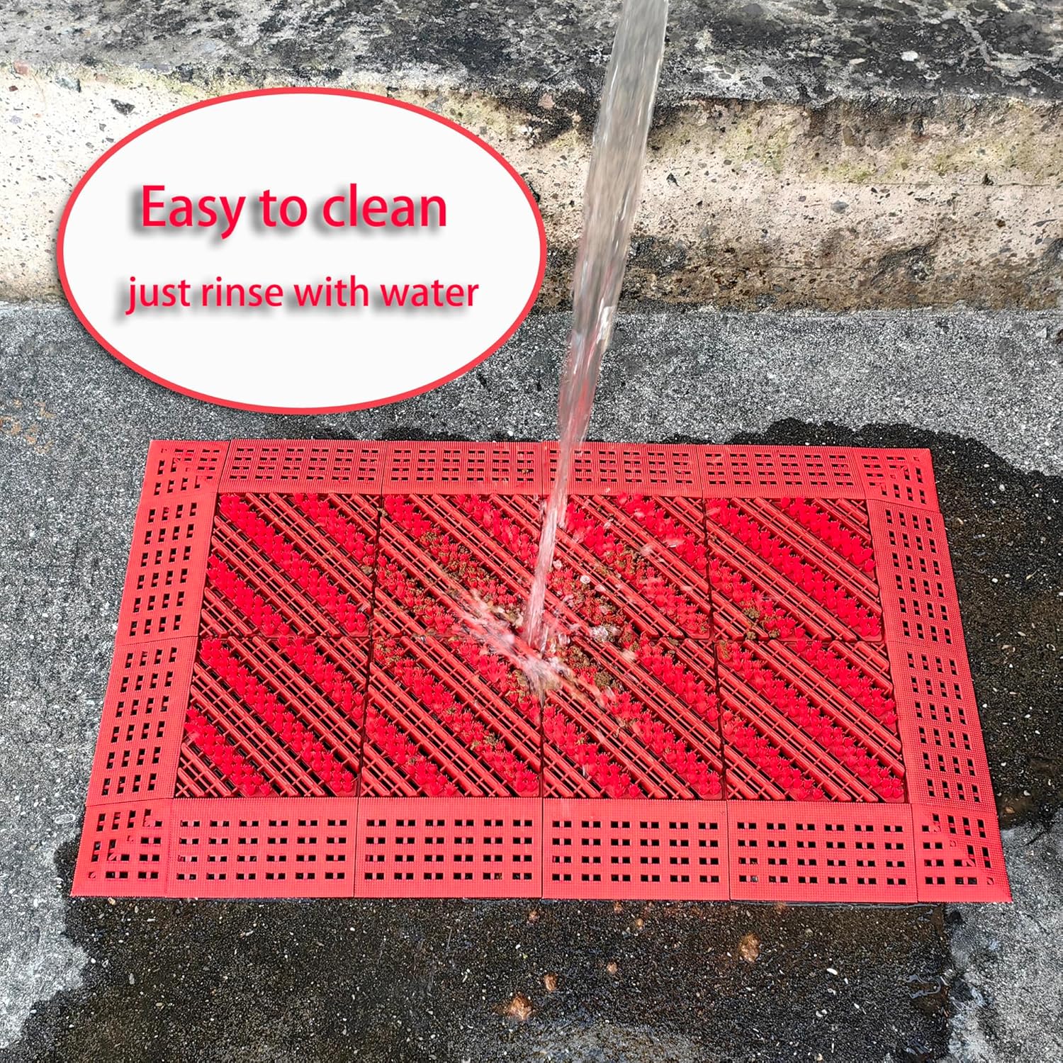 Outdoor Removes Snow and Sand for Courtyards Shoe Brushes, Wear-Resistant Resistant Nylon Brush Lawn Mud Dirt Scraper Mat,Plastic Shoes & Boots Cleaner Rug for Gardening Welcome Mat,Red