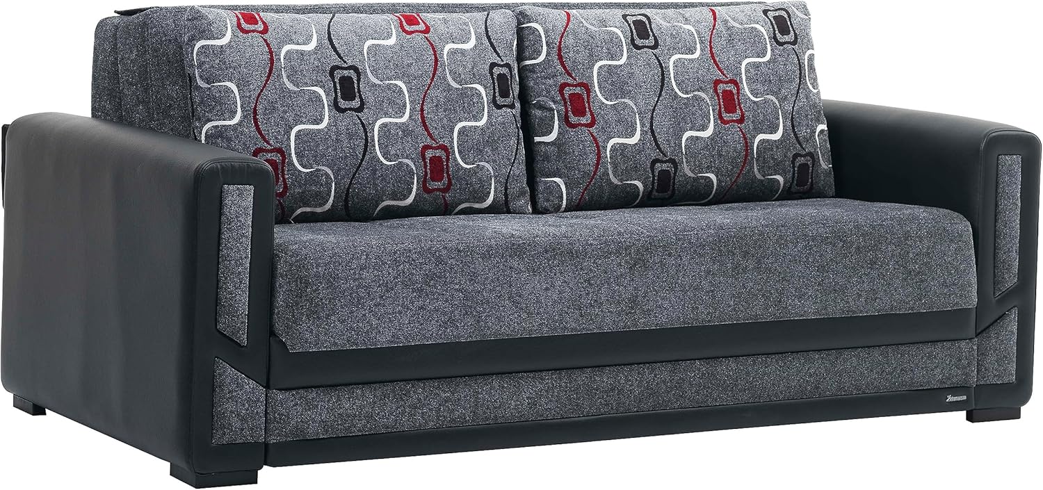 Sweet Home Stores 78" Pull Out Bed with Storage, Firm, Fabric, 650 lbs Capacity, Sleeper Sofa, Futon for Living Room or Home Office Convertible Couch, Gray Grey Sofabed image 4 of 7 B0CFHZ2SZ1