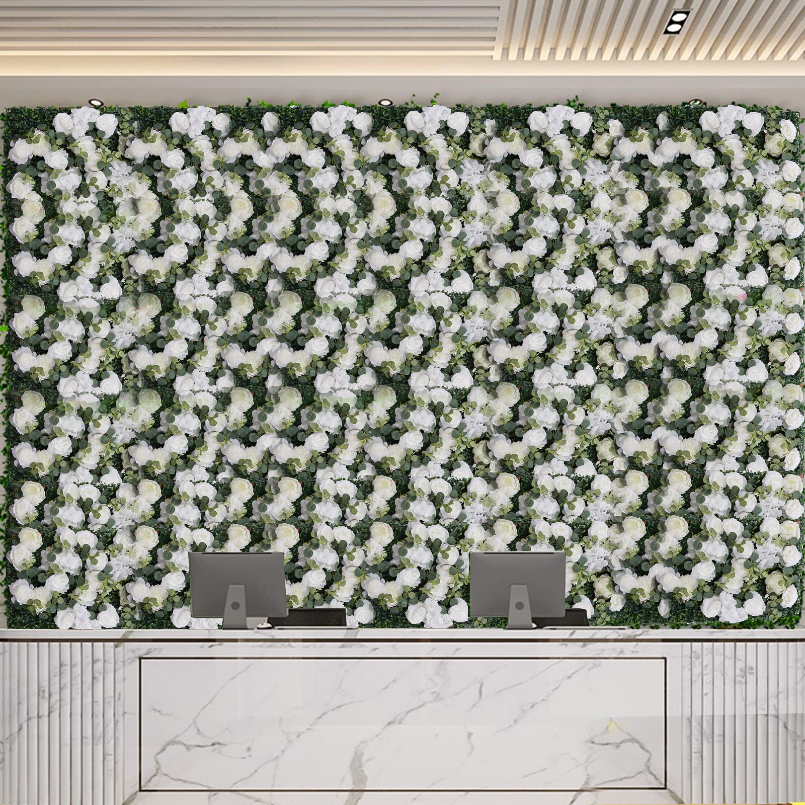 6 Stück 60 * 40cm Blumenwand Deko Blumenwandpaneel Kunstblumen, Blumenwand für Hochzeit, Rosenwand Dahlienrose Blumenwandhintergrund für Party Heimdekoration