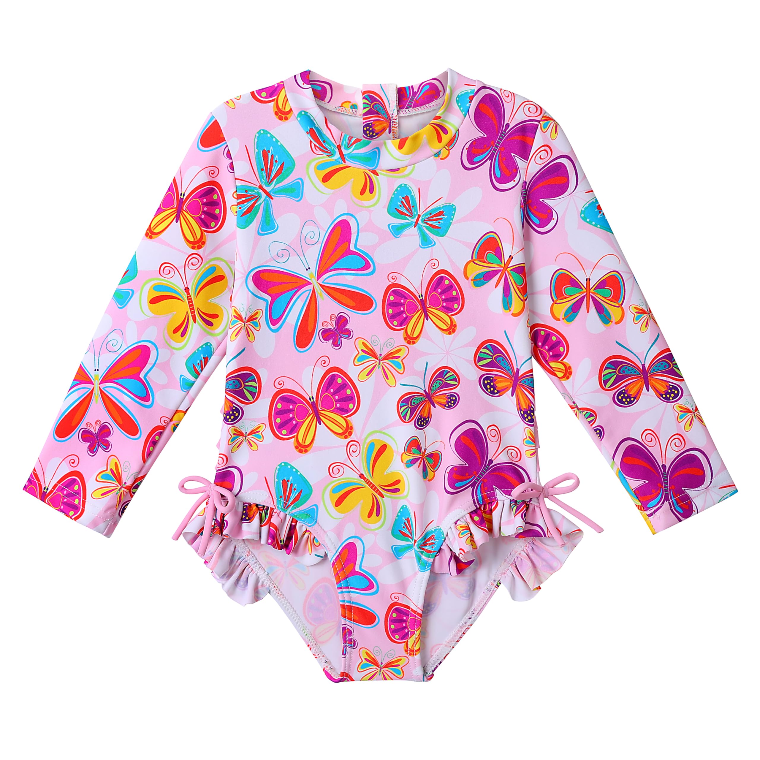 XFGIRLS Baby/Toddler Girls Swimsuit Long Sleeve One-Piece Bathing Suit Rash Guard for Kids UPF 50+ Swimwear