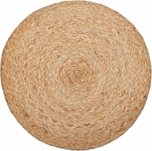 Miniatura 153 de REDEARTH · Taburete otomano de puf cubo, puf trenzado de yute para la sala de estar, dormitorio, guardería, patio, salón y otras habitaciones (14.5