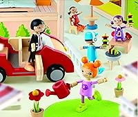 Vista 3 de Hape Modern Family of 5 Juego de muñecas flexibles de madera Juego de simulación para casa de muñecas de madera para niños