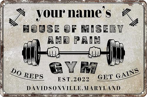 Miniatura 7 de Letrero de gimnasio personalizado para decoración de pared, letrero de metal de aluminio, letrero de metal retro, sala de entrenamiento, centro de