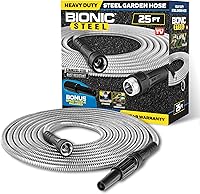 Bionic Steel 25FT Stainless Steel Garden Hose with Nozzle - Lightweight, Kink-Free, Rust-Proof, Heavy Duty for Yard & Outdoor Use