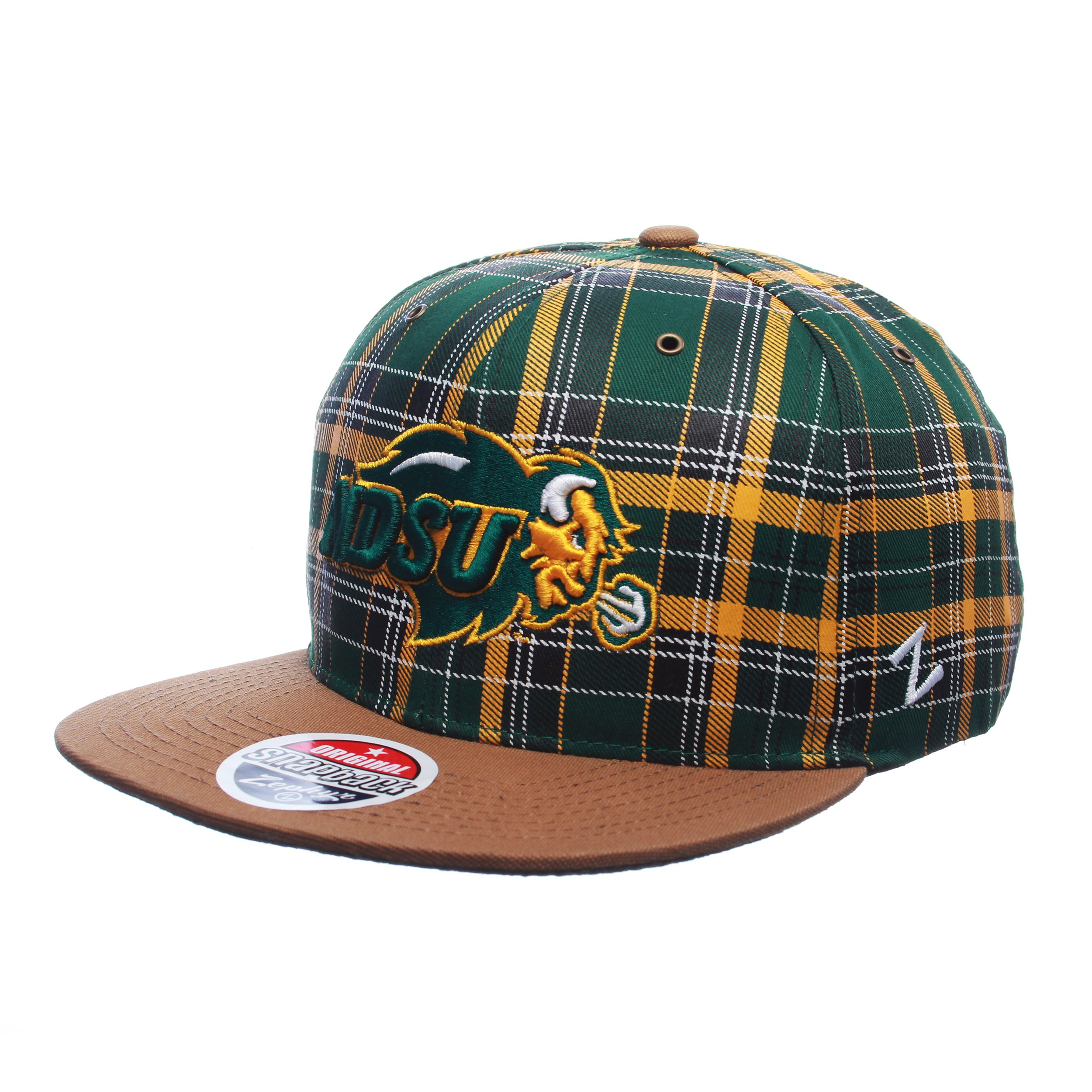 Zephyr "Gaelic Plaid Snapback Cap - NCAA Flat Bill, One Size Adjustable Baseball Hat