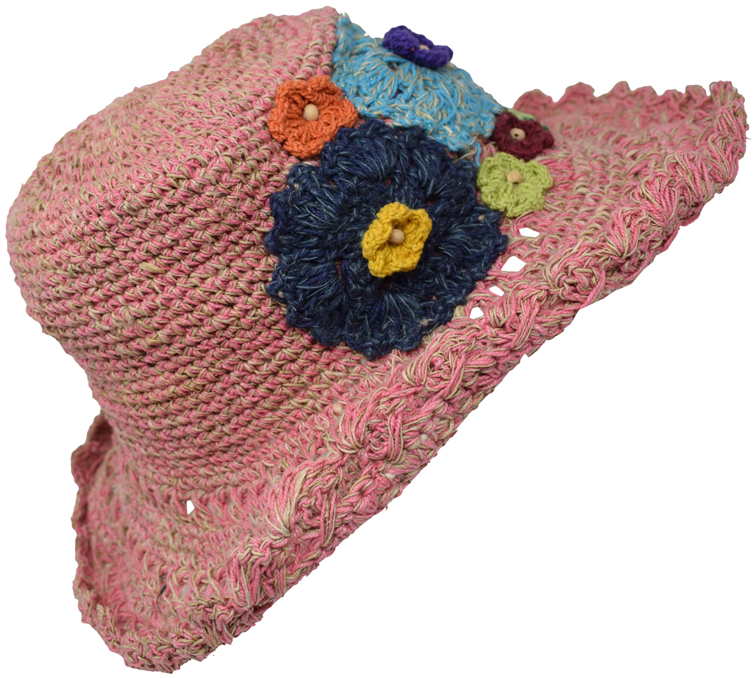 Gheri Women's I Gher Hemp Cotton Straw Sun Hat Panama Wide Brim Summer Holiday Colorful Rainbow