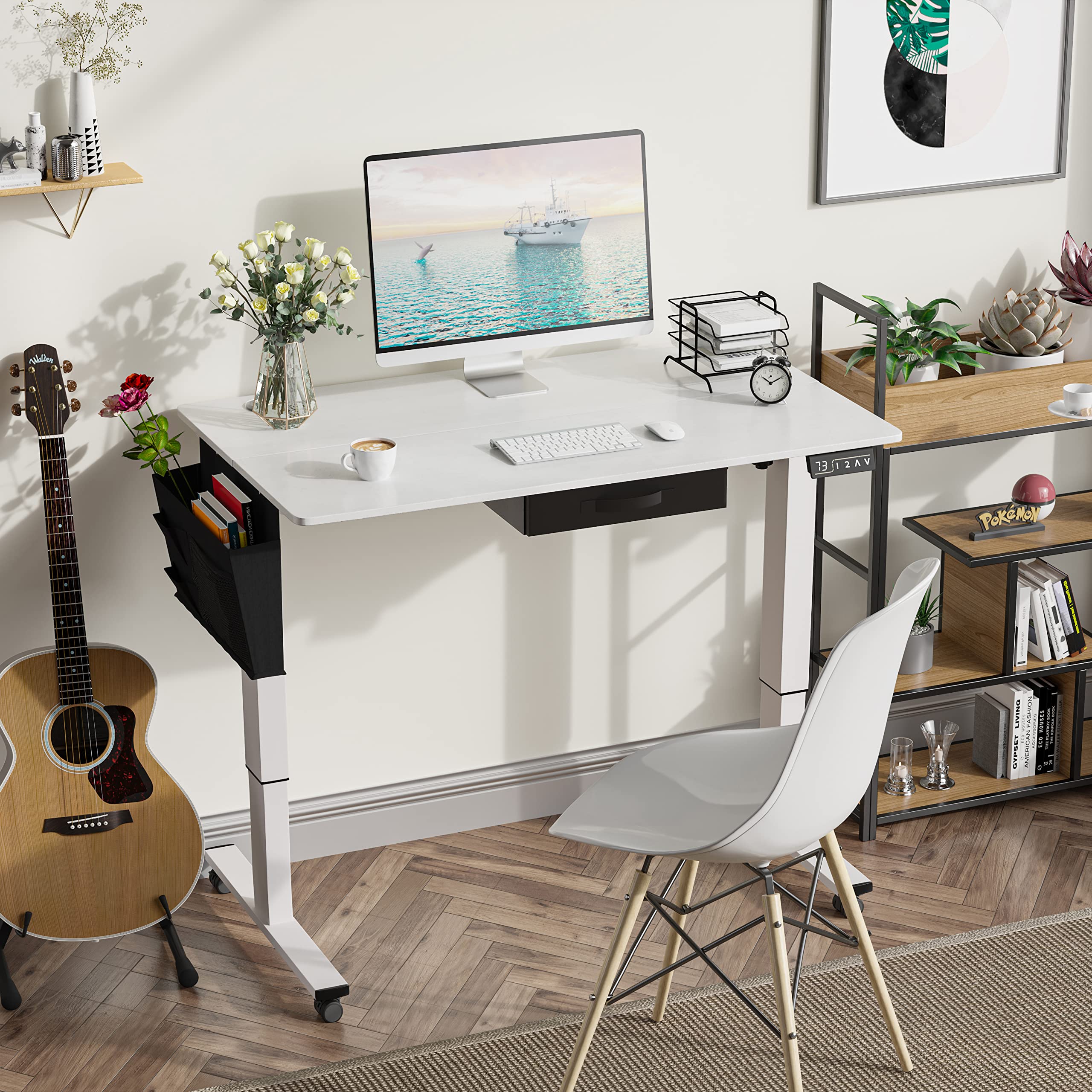 Amazon | HOMECO 電動式スタンディングデスク 昇降式 パソコンデスク 