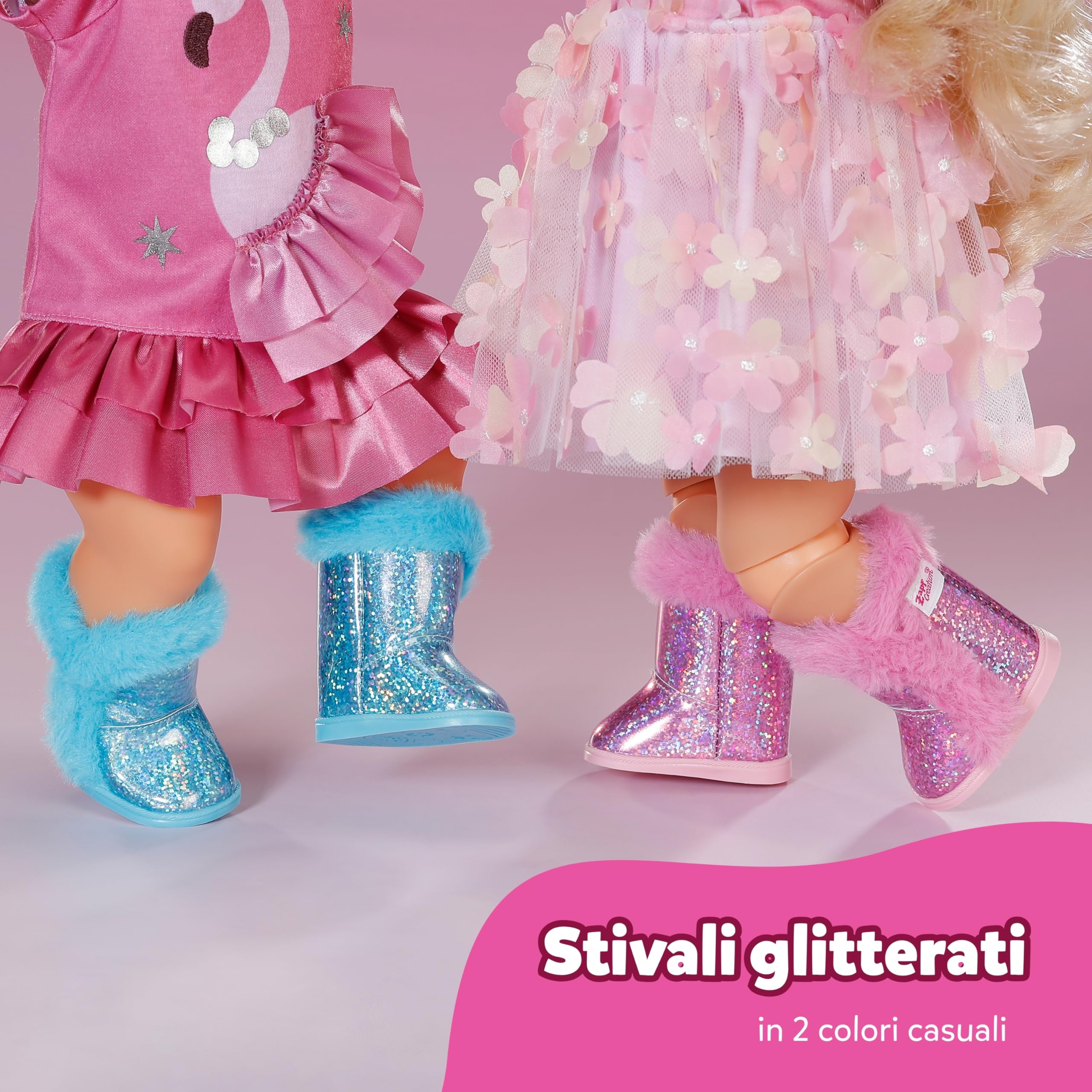 BABY born Stivaletti Glitter – 1 paio di scarpe per bambola in due design possibili – Selezione casuale del modello – Adatti a tutte le bambole da 43 cm – Accessorio per bambole di alta qualità