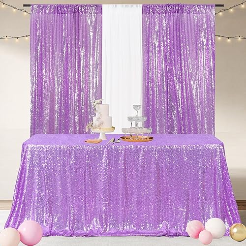 Miniatura 3 de Poise3EHome Mantel rectangular de lentejuelas para exhibición de tartas y postres de fiesta, en eventos