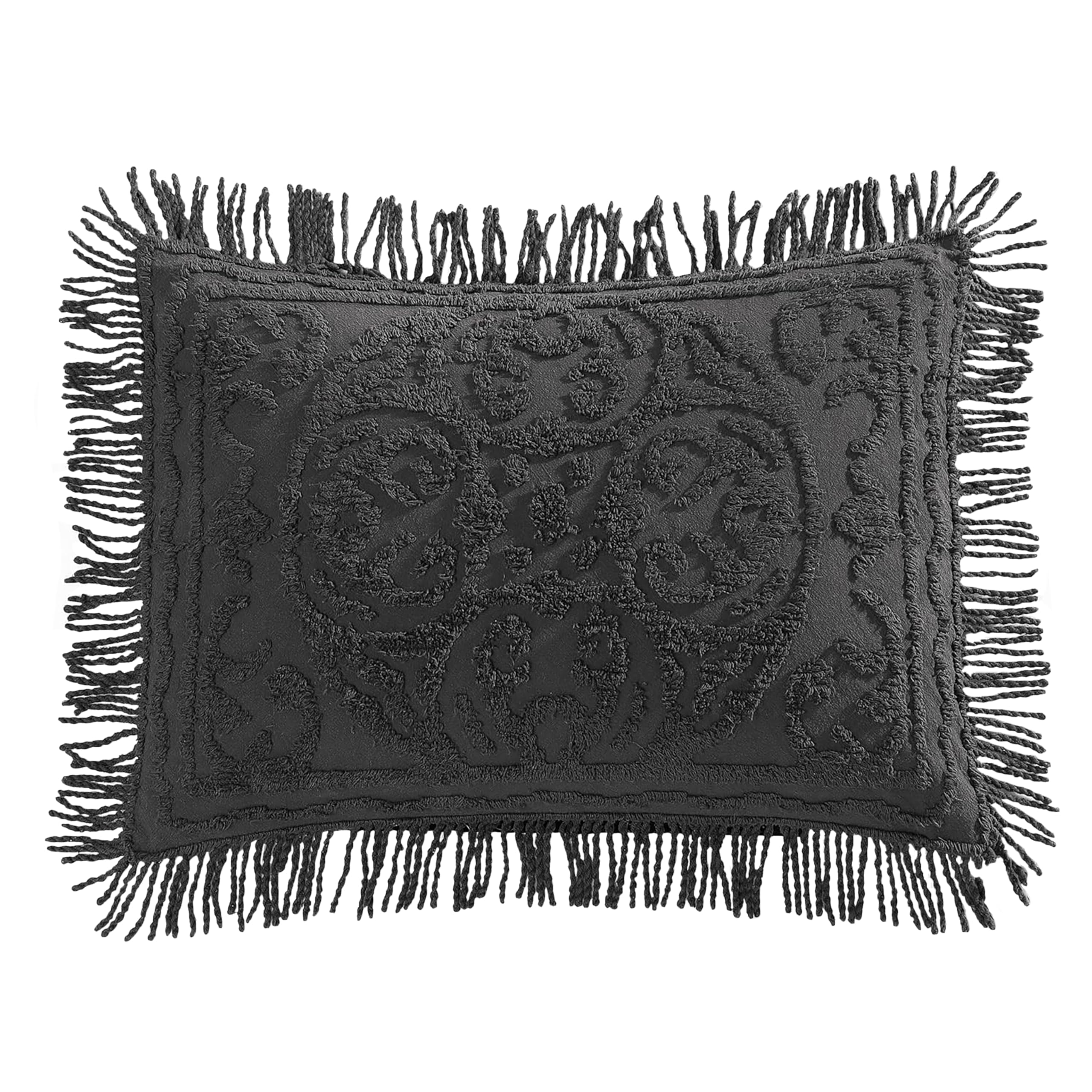 Beatrice Home Fashions Medallion Chenille Bedspread, King Sham, Charcoal โ image 1