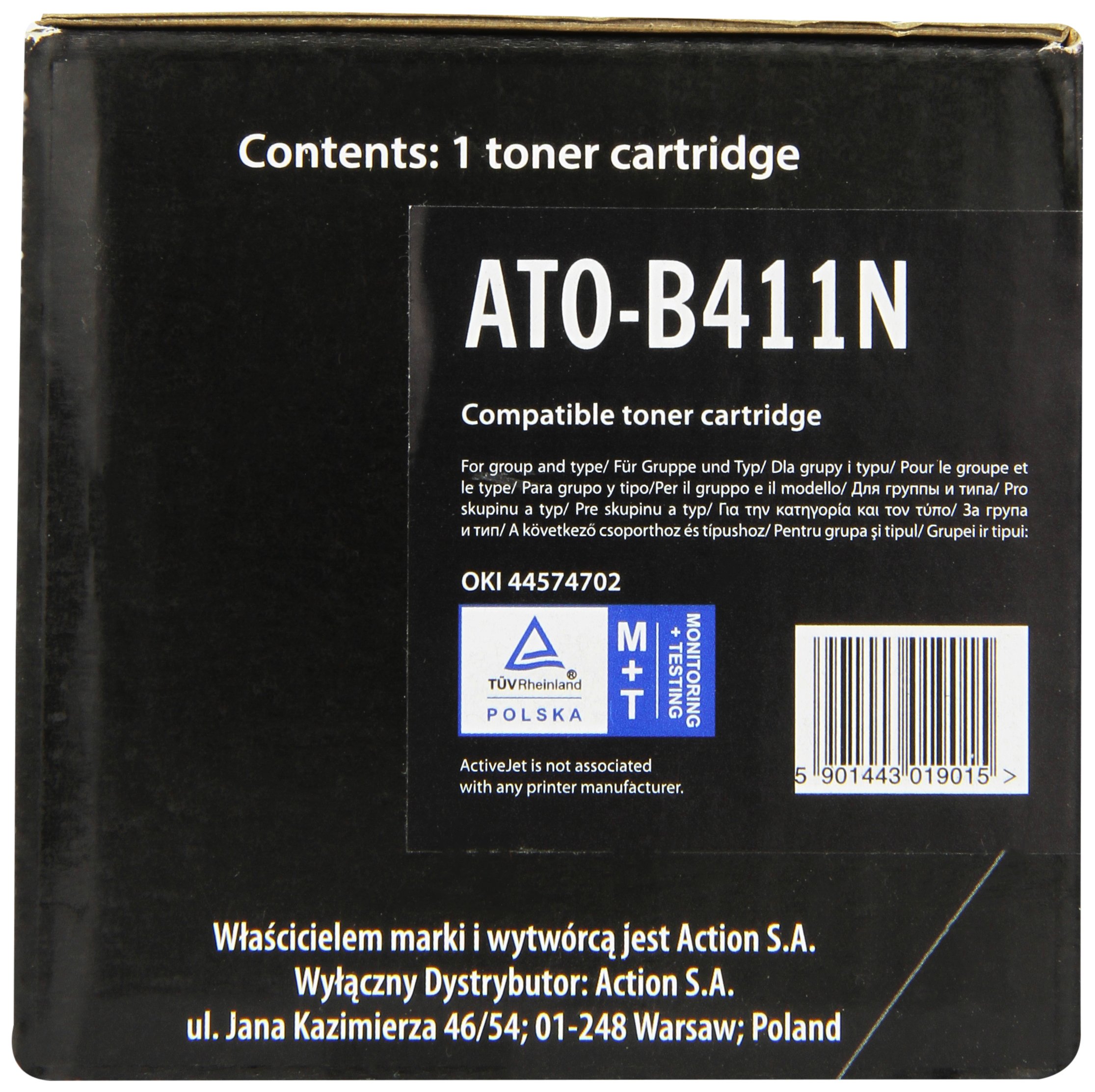 Toner Activejet Ato-B411N Do Drukarki Oki, Zamiennik Oki 44574702; Supreme; 4000 Stron; Czarny.