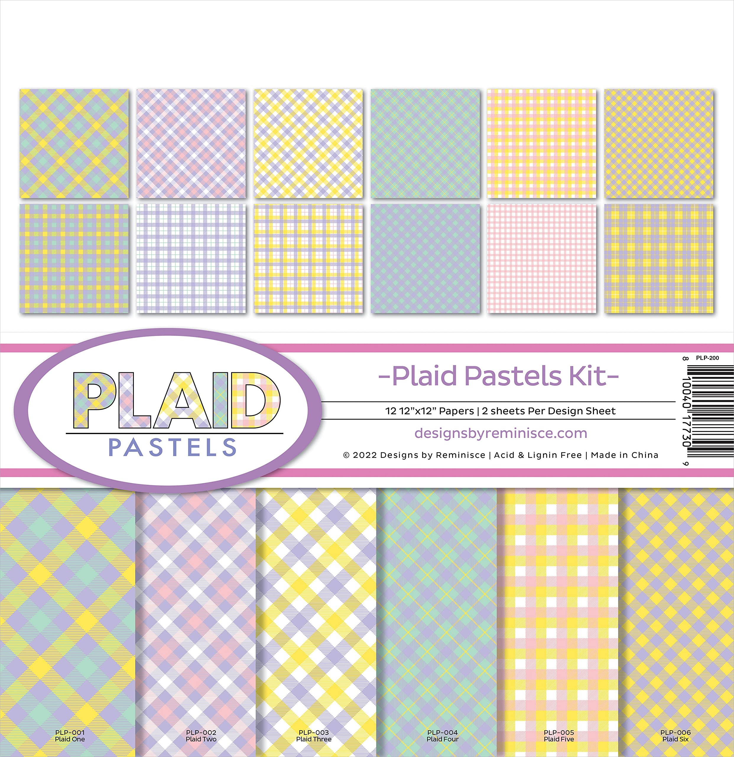 Reminisce Collection Kit 12"X12"-Plaid Pastels