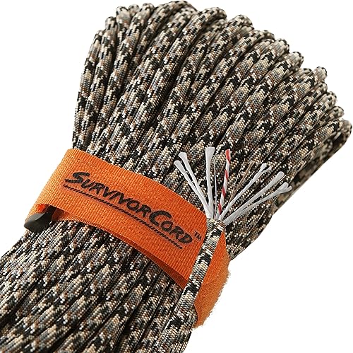 Miniatura 14 de Cordón supervivencia 550 Titan Paracord (3/diámetro de 16 pulgadas) con integrada línea de pesca militar, fuego, patentado y cable trampa.