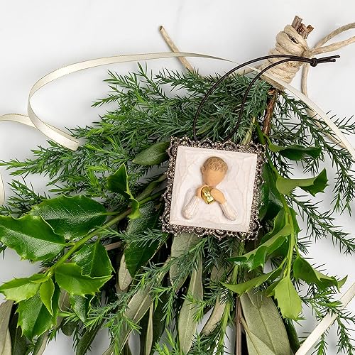 Vista 13 de Willow Tree Adorno con bordes de metal, esculpido pintado a mano en relieve