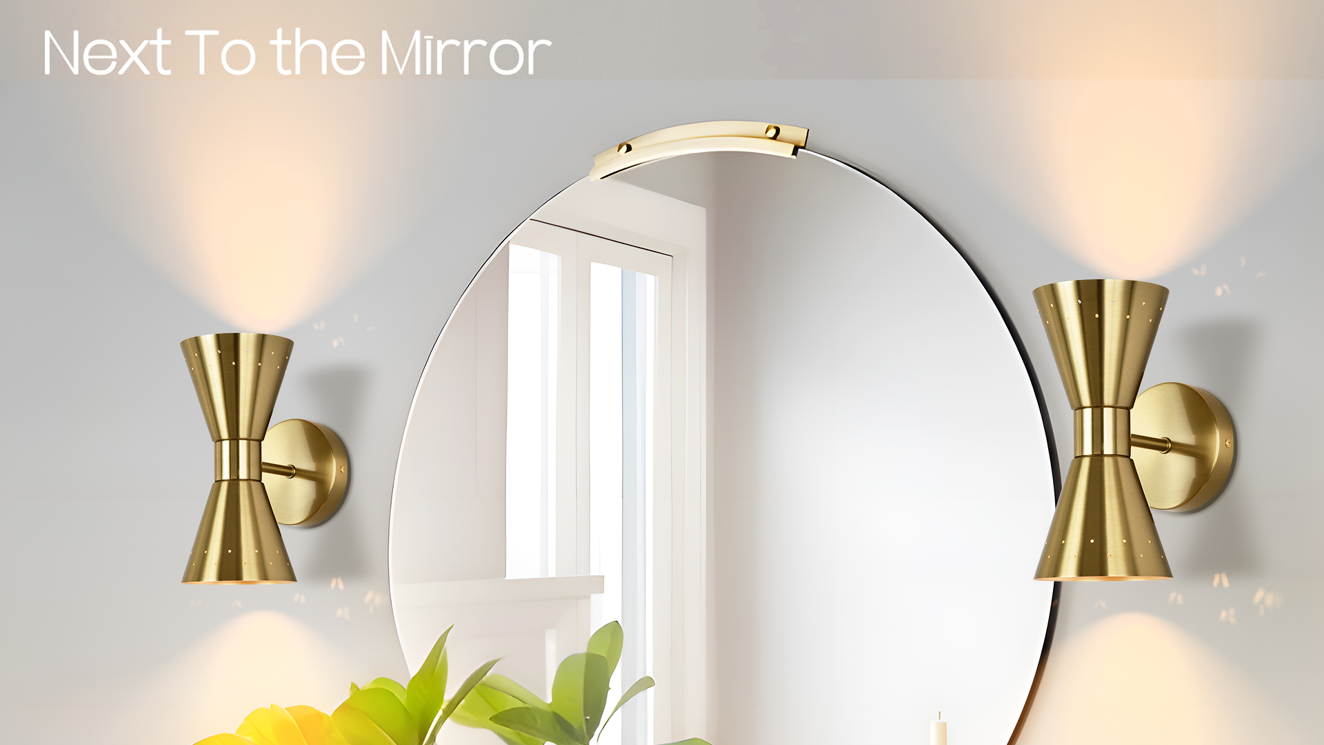 Image of Modern Brass Wall Sconce Set of 2, Small Mid Century Sconce Wall Lighting E12 Base Vintage Hardwired Wall Lamp Indoor Bathroom Wall Mount Light Fixture for Bedroom, Living Room, Hallway