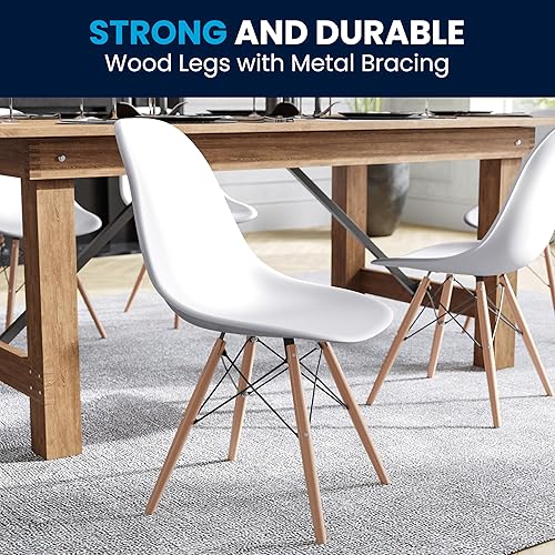 Miniatura 53 de Flash Furniture - Paquete de 2 sillas Elon Series de plástico negro con patas de madera Negro -,Gris (Moss