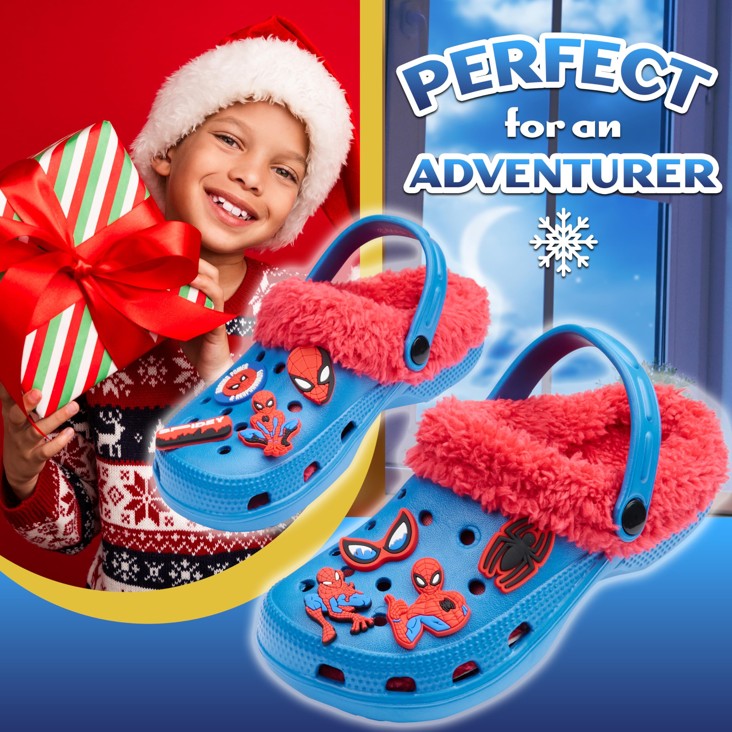 Marvel Spiderman Zoccoli Bambino, Ciabatte da Casa Invernali Foderato in Pile - Regalo Ragazzo
