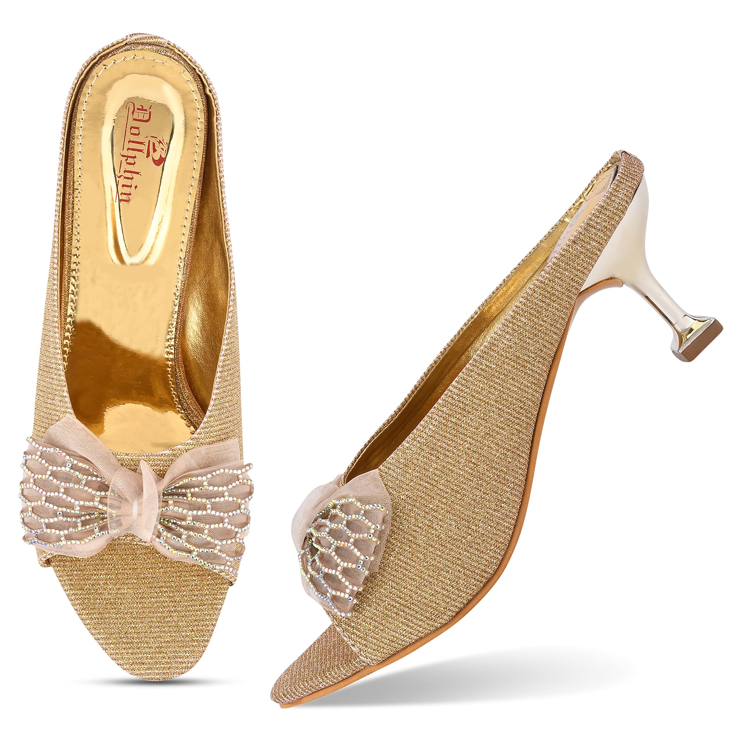 DOLLPHIN Wedding Fashion Mules for Women I Casual Stylish Bellies I HN-777,Golden,(Size-8) (B0B8RT8CMM) Amazon Price History, Amazon Price Tracker
