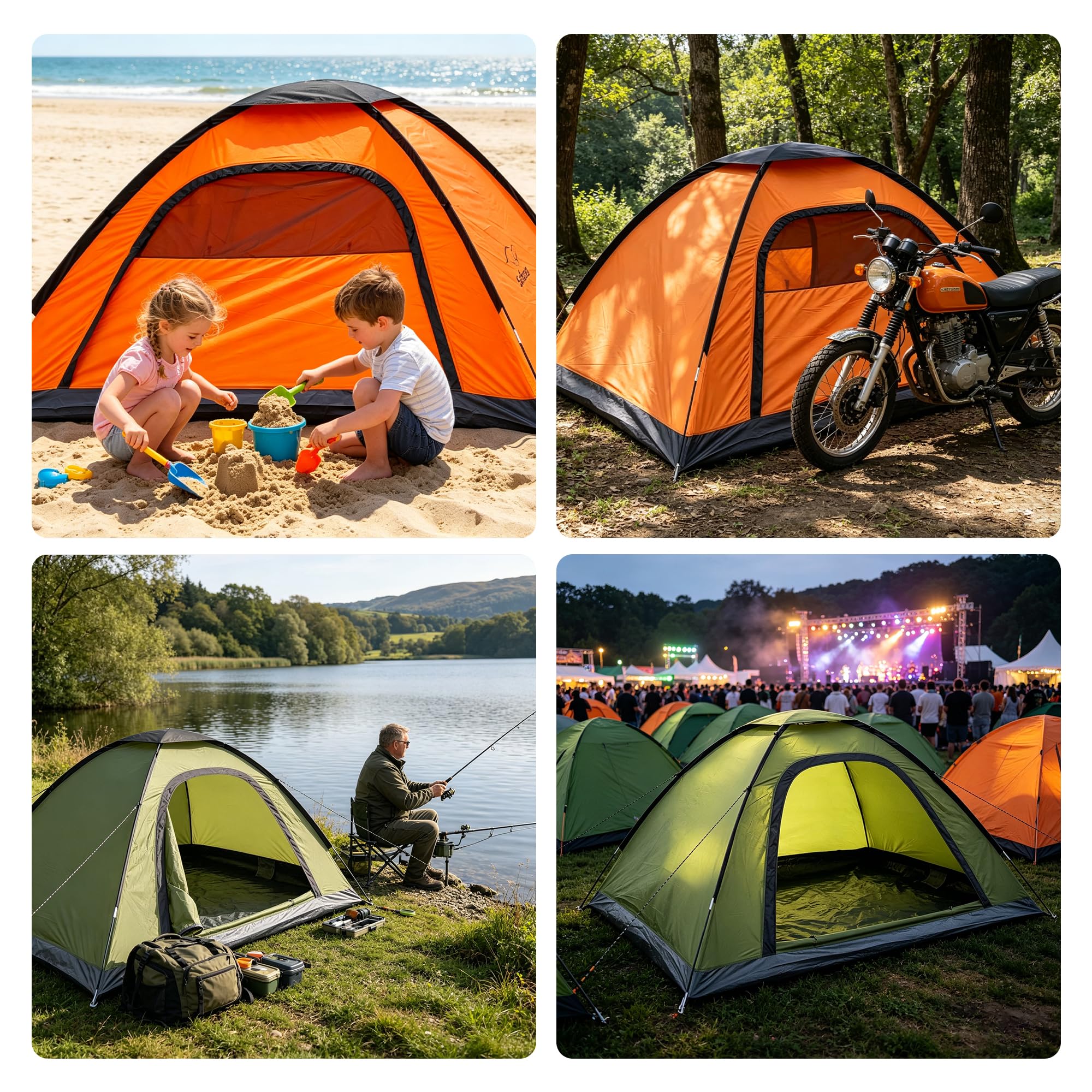 Tienda de campaña para 3-4 personas, ligera, estable, impermeable, 4 personas, tienda de campaña familiar para camping, viajes, trekking, jardín, festival