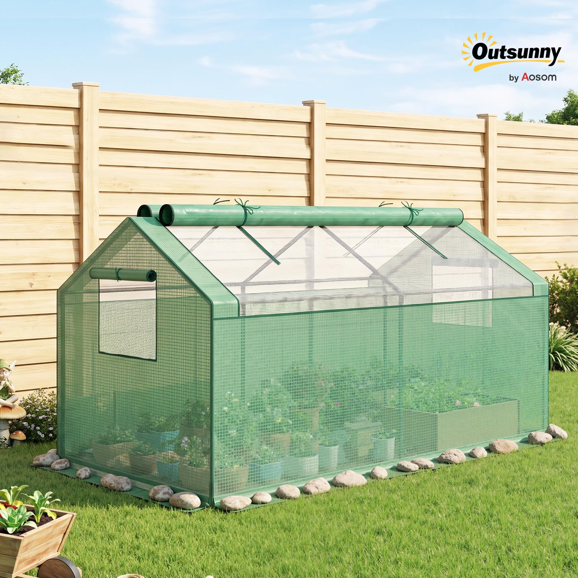 Outsunny Szklarnia foliowa z oknem z ochroną UV 180x92x92 cm Zielona